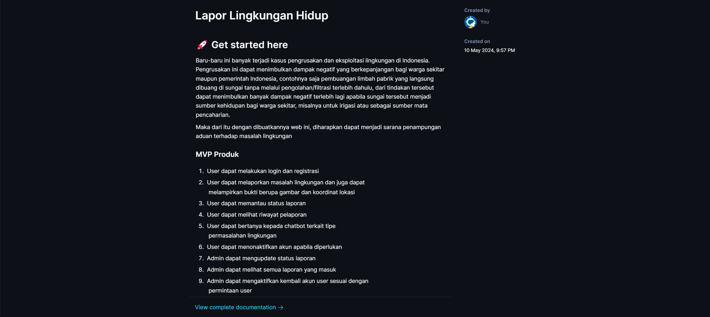 API Lapor Lingkungan Hidup